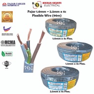 Fajar 1.0MM / 1.5MM / 2.5MM 4 Core Flexible Cable Core 100% Pure Copper [90 METER PER ROLL]