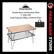 Campingmoon T-230-2TP 2Pcs Outdoor Folding Storage Rack with 1pc Bamboo Board, Steel Plating Black R