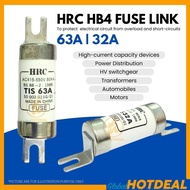 HRC HB4 FUSE LINK T1S 32A 63A 550V 80KA Ceramic Fuse Link Cut Out Fuse RANDOM BRAND Protect Short Circuits Motors Wiring