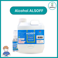 แอลกอฮอล์ Alsoff Hand Clear Solution แอลกอฮอล์ล้างมือ 1 ลิตร ผสมอโลเวร่า ช่วยบำรุงผิวมือ กลิ่นหอม / แถมขวดสเปรย์ 30ml.