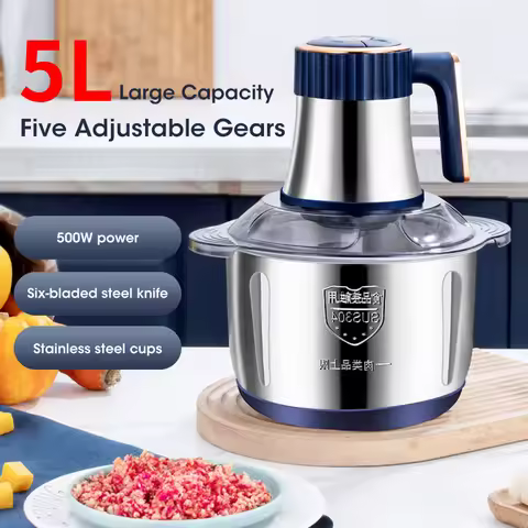 5L Electric Meat Grinders 304 Stainless Steel Food Crusher Multifunctional Vegetable Slicer Chopper 