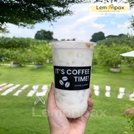 [ขายยกลัง] แก้วแคปซูล PP 22ออนซ์ / 20ออนซ์ ปาก95 แก้วพลาสติก พิมพ์ลาย แก้วลาย Coffee time บรรจุ 1000