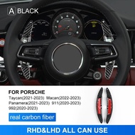 Real Hard Carbon Fiber Sticker For Porsche Taycan Panamera Macan 911 992 Car Steering Wheel Paddle S