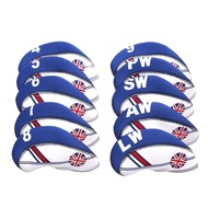 10 Pieces/1 Set Golf Iron Cover Golf Club Cover Protective Cover British Union Jack Golf Headgear Fo