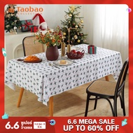 INS ผ้าปูโต๊ะคริสมาสต์แบบใหม่ผ้าปูโต๊ะ PVC สีแดงกันน้ำกันมันสไตล์นอร์ดิกพร้อมส่งสำหรับโต๊ะอาหารโต๊ะน้ำชาตู้วางทีวี