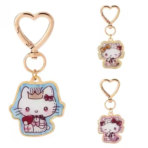 Sanrio Kitty Dear Daniel 50th Anniversary Acrylic Keychain Vintage Bow Heart Shape Cartoon Mimmy Kit