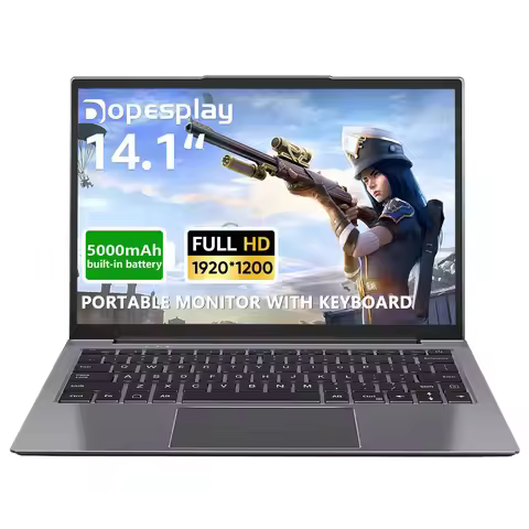 Dopesplay 14.1inch Portable Lapdock Monitor with Keyboard 1200P IPS FHD Laptop Screen Extender For S