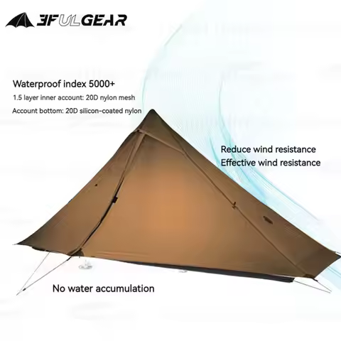 3F UL GEAR LanShan1 PRO Camping Tent Ultralight 1 Person 20D Professional Tent 3-4 Season Outdoor Hi