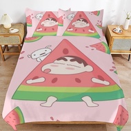 Crayon Shin Chan 3 in 1 Bed Sheet Set 1 Garterrized Bedsheet 2 Pillow Cases Double Bed Cover Cotton 