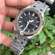 特別《改裝訂製》G-SHOCK特別限量版 男裝女裝手錶鋼錶電子錶 防水潛水錶 農家橡樹 Casioak Casio G Shock Special Limted Edition GA2100 Luxury Men Ladies Watch 銀色黑色 特別殼