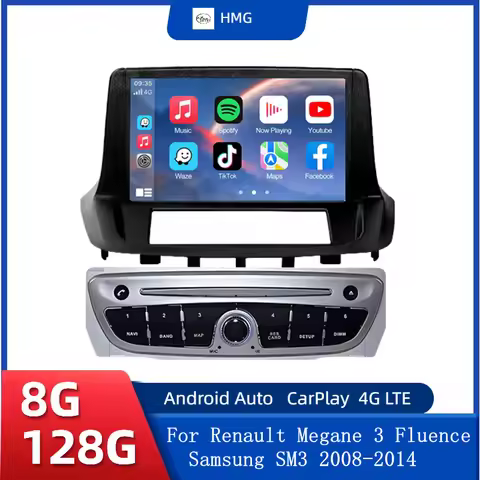 HMG Android 15 Auto Radio For Renault Megane 3 Fluence Samsung SM3 2008 - 2014 4G Car Multimedia GPS