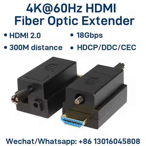 4K@60Hz HDMI 2.0 Fiber Optic Extender, 18Gbps Over OM3/OM4 to 300M in Multi-Mode, HDCP/DDC/CEC Pass-