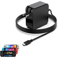 Pengecas Suis Pantas Serasi dengan Dek Stim & Nintendo Switch 45W Penyesuai Kuasa USB C PD3.0 Boleh 