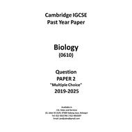 IGCSE Biology (0610) Past Year Paper 2019-2025