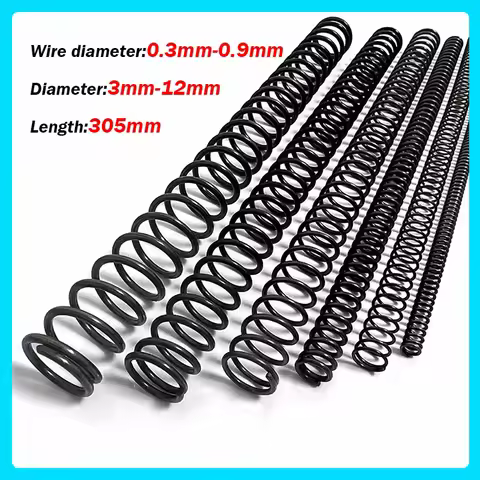 Length 305mm Compression Spring Black 65 Mn Manganese Wire Dia 0.3 0.4 0.5 0.6 0.7 0.8 0.9mm Small S