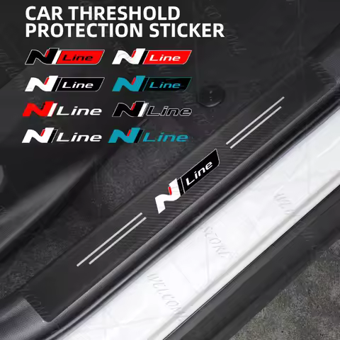 For N Line LOGO Veloster I30 Ioniq Tuscani Elantra 4/5PCS 1Set Carbon Fiber Car Door Sill Guard Trun