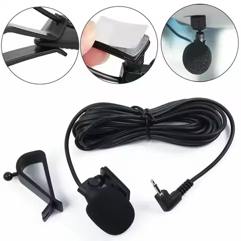1pc Black 3 Meters 2.5mm External Microphone For Car Pioneer Stereos Radio Receiver Plastic & Metal 