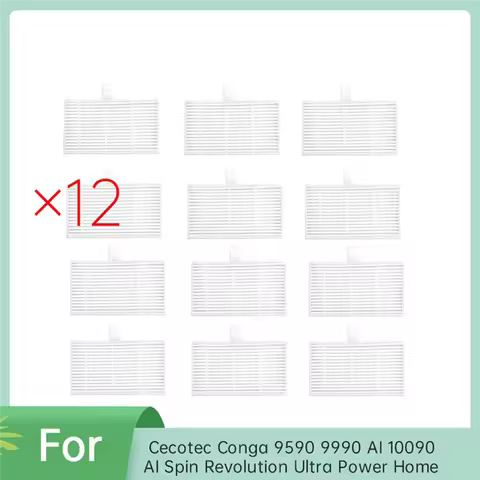 ABWM-12 Pcs Filter For Cecotec Conga 9590 9990 AI 10090 AI Spin Revolution Ultra Power Home Sweeper 