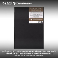 [BLACK LEATHER] Clairefontaine Goldline Sketch Pencil Drawing Notebook Hand Stitched Black Cover 140
