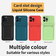 Card Slot Casing Apple iPhone6 6 s 7 8 Plus X XS Max XR iphone 13 Pro Max Mini Liquid Silicone Phone Case Cover &amp; Camera Lens Protection