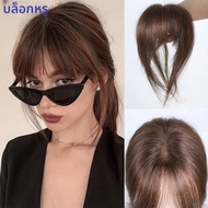 3D Bangs ผมมนุษย์ที่มองไม่เห็นไม่มีรอยต่อภาษาฝรั่งเศสคํา Wispy Air Bangs สีน้ําตาล Overhead Fringe ว