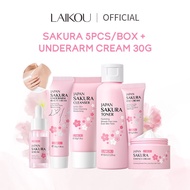 LAIKOU Sakura Glowing Toner Skin Care Set Serum BrighteningToner Remove Dark Circle Eye Cream 5pcs/B