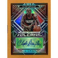 2020-21 Panini Obsidian Clyde Drexler Green Etch Volcanic Auto 9/15 Portland | NBA CARDS