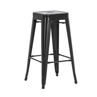 [特價]E-home亞尼工業風可堆疊金屬吧檯椅高76cm黑