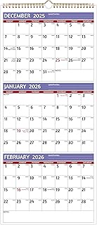 2026 Wall Calendar - 3 Month Calendar 2026 Vertical, Jan 2026 - Dec 2026, 3 Month Wall Calendar 2026