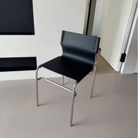 Italian Simple Saddle Chair, Bauhaus Design Dining Chair, Stainless Steel Backrest Chair, Wholesale 