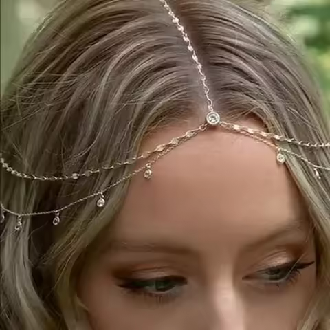 Bohemia Crystal Head Chain for Women Wedding Hair Accessories Elegant Headpiece Bling Bridal Forehea