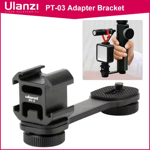 Ulanzi PT-3 Metal Extension Bar 3 Cold Shoe Mounts for Zhiyun Smooth 4/DJI OSMO/Vimble 2 Gimbal LED 