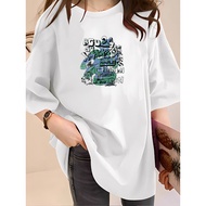 [AMYGO] 1XL-5XL T shirt Women 2Y765 Tshirt BlouseTshirt Clothes Tshirt Crop Top Women Fashion Half S
