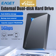EAGET G20Pro 1TB Dual Disk High-Speed External Hard Drive USB3.0, for PC/Laptop/TV/Phone Pemacu Kera