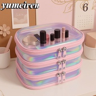 YUMEIREN Transparent Zipper Hard Bag, Drawer Type Stack Combination Transparent Laser Storage Box, L