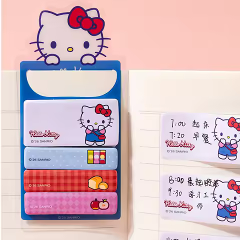 Authentic Sanrio Hello Kitty Bookmark and Note Combination Set, Cartoon Hello Kitty Sticky Notes, St