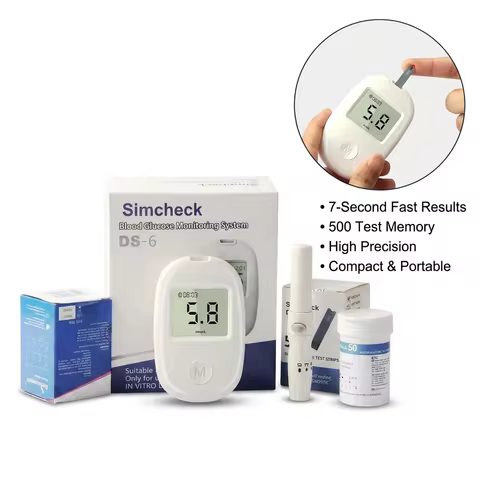 Blood Glucose Meter Diabetes Test Kit Digital Blood Sugar Monitor Glucometer with 50 Test Strips 50 