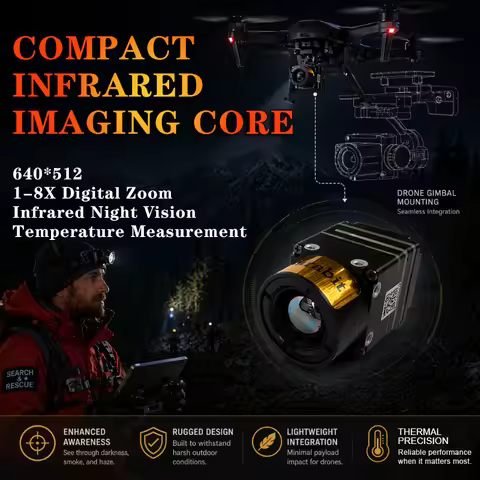 Thermal Camera USB High Resolution Thermal Camera 8x Zoom Drone Camera 640*512 USB CVBS Analog Inter