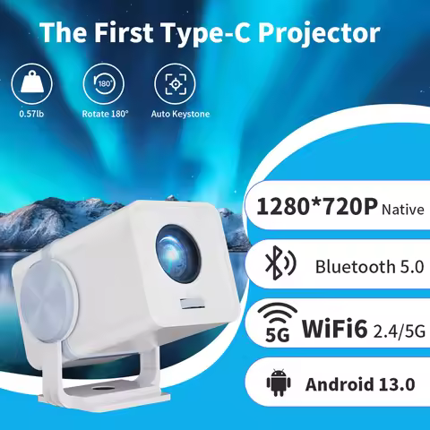 DESS Projector Android 13 Dual Band Wifi6 BT5 Portable Projector Power Bank Powered Office Home Andr