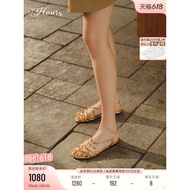 Celebrity Style 73hours Women's Shoes Alkali Water Knot Summer New Style Golden Woven Fishnet Roman 