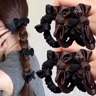 5/3/1Pcs Satin Bowknot Bow Hair Ring - Small Intestine Hair Rope - Ponytail Holder Headwear - Elasti