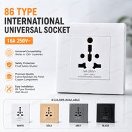 86 Type International Universal Wall Socket 16A 250V Multi Plug Outlet with Safety Shutter, Flame Re