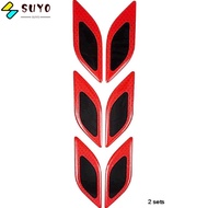 SUYO 12pcs/2 sets Carbon Fiber Reflective Sticker, Drip Adhesive Resin, Reflective Materials White / Red  Reflective Stripe Sticker, 10*3cm Car Hood Epoxy Sticker