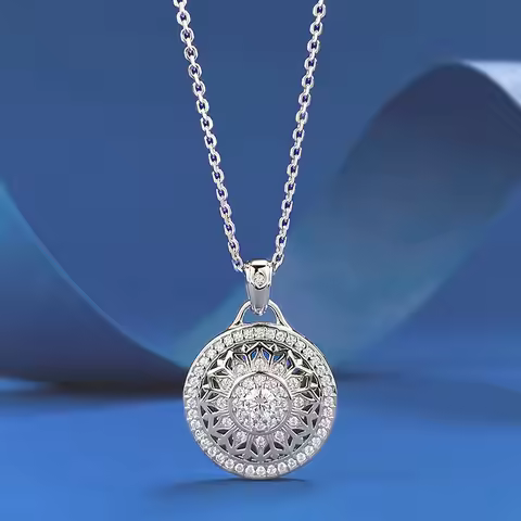 Luxury 18K Solid Platinum PT950 certifid Eight Treasures Compass Pendant Style National Style Neckla