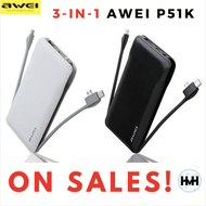 3-in-1 Authentic Awei Powerbank P51K 10000mAh (All Phones)