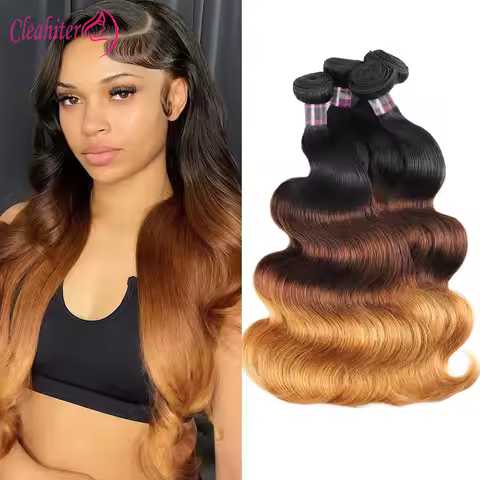 Brazilian Hair T1B/4/27 Ombre Color 1/2/3 Bundles Body Wave Human Virgin Hair Weave 100g/PC Double W