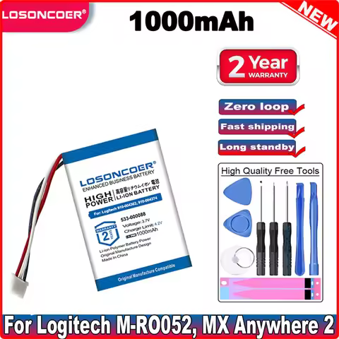 1000mAh 533-000088 910-004362, 910-004374 AHB303450 For Logitech M-RO052, MX Anywhere 2 MX Master Mo