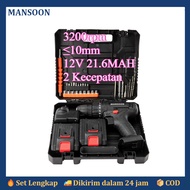 MANSOON Baterai Mesin bor cordless Elektrik Drill bor listrik Bor tanpa kabel full set