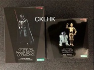 絕版 KOTOBUKIYA 壽屋 Star Wars 黑武士Darth Vader (可除面罩), R2-D2 & C-3PO 3隻，一套不散。非Hottoys R2D2 C3PO