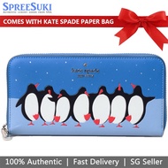 Kate Spade Wallet In Gift Box Long Wallet Arctic Friends Large Continental Wallet Blue # K4767
